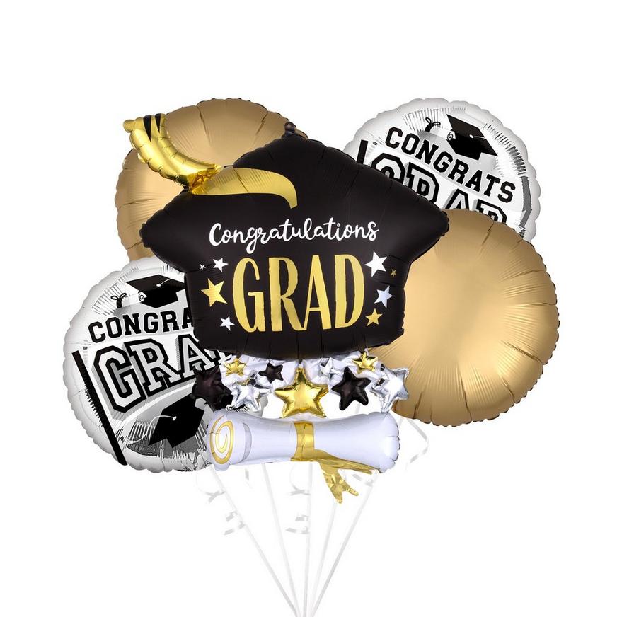 Grad Cap & Diploma Balloon Bouquet, 5pc