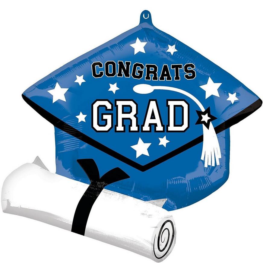 Blue Congrats Grad Cap Balloon Bouquet, 9pc