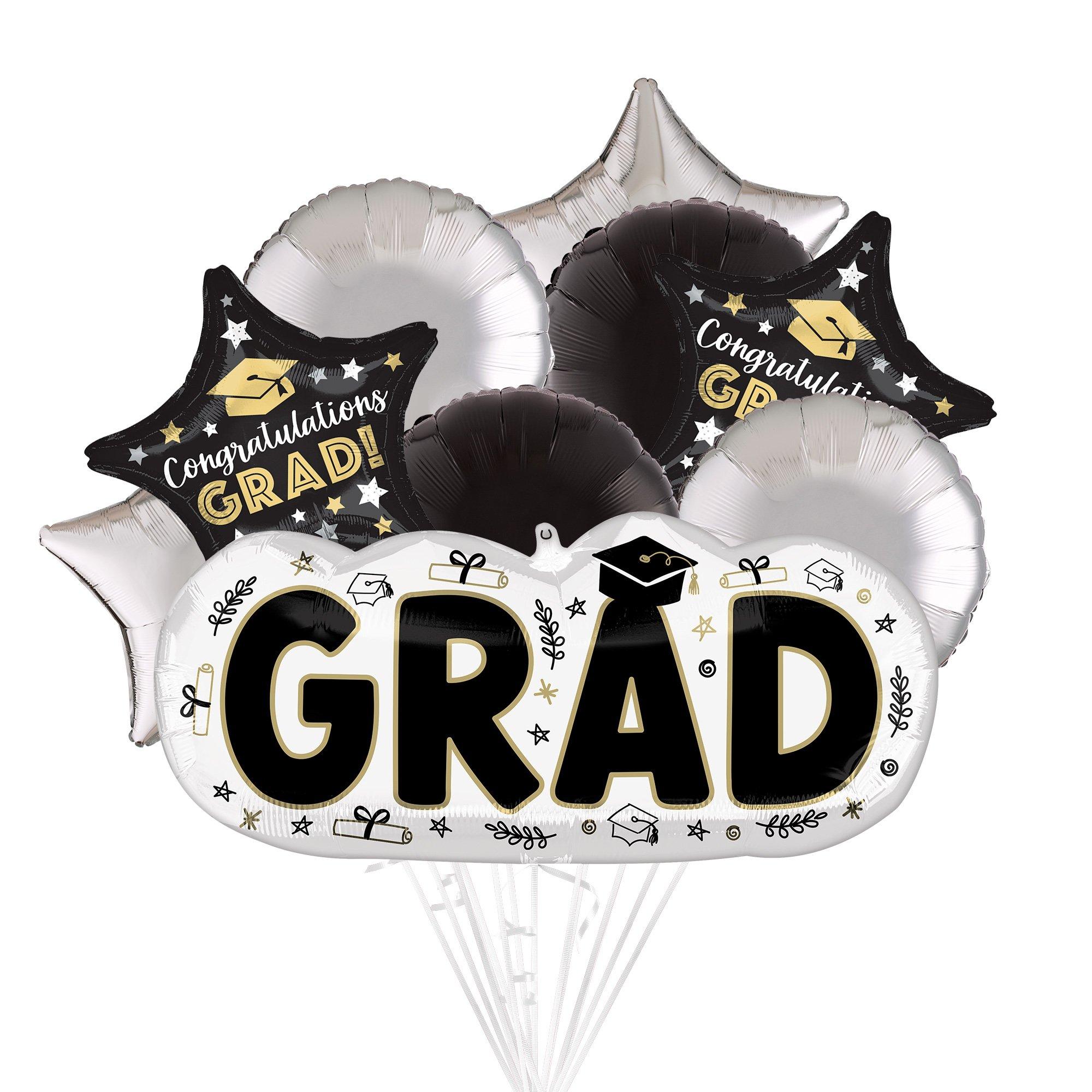 Grad Sketches & Stars Foil Balloon Bouquet, 9pc | Party City