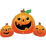 Smiling Halloween Jack-o’-Lantern Trio Foil Balloon, 35in x 22in