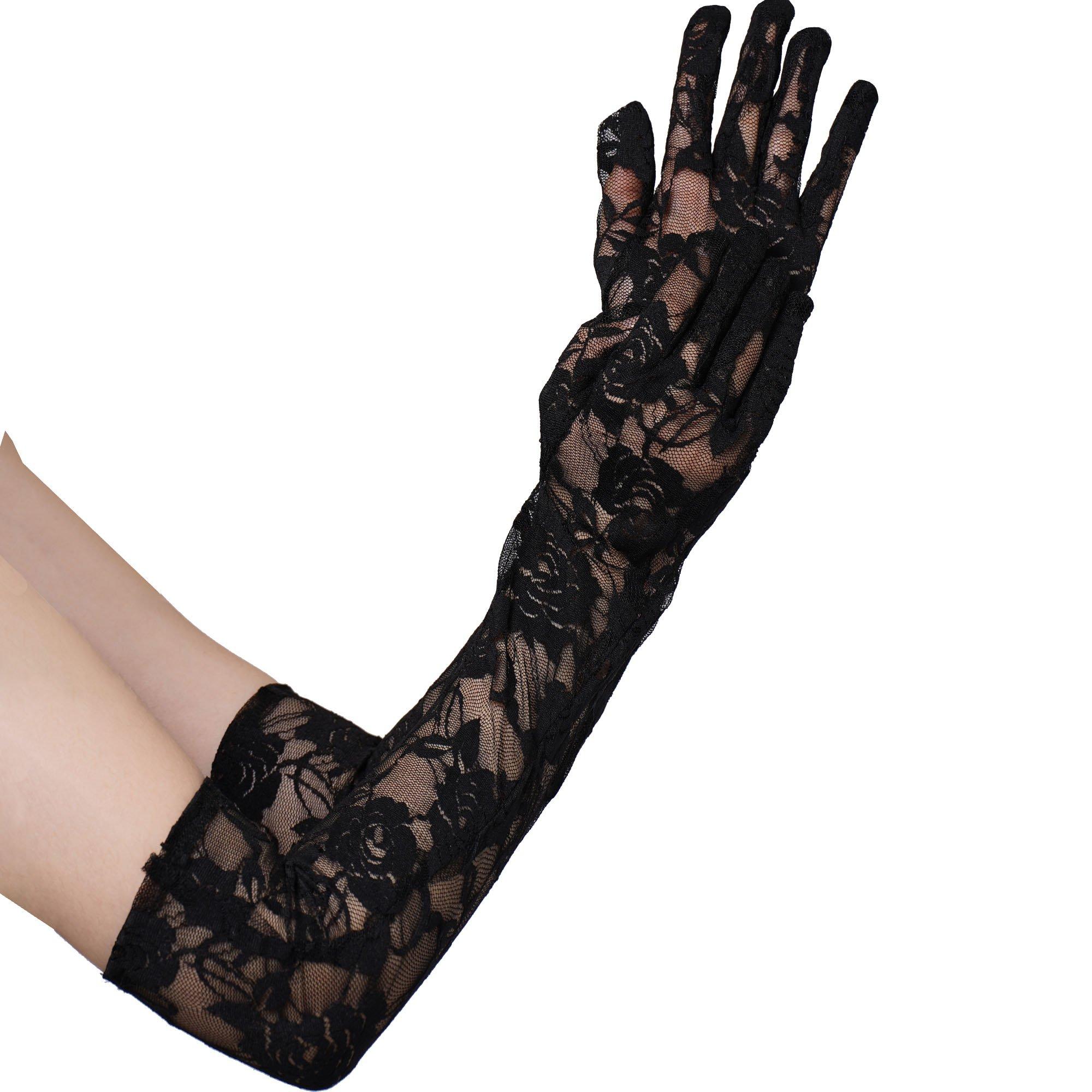 Adult Long Black Lace Gloves | Party City