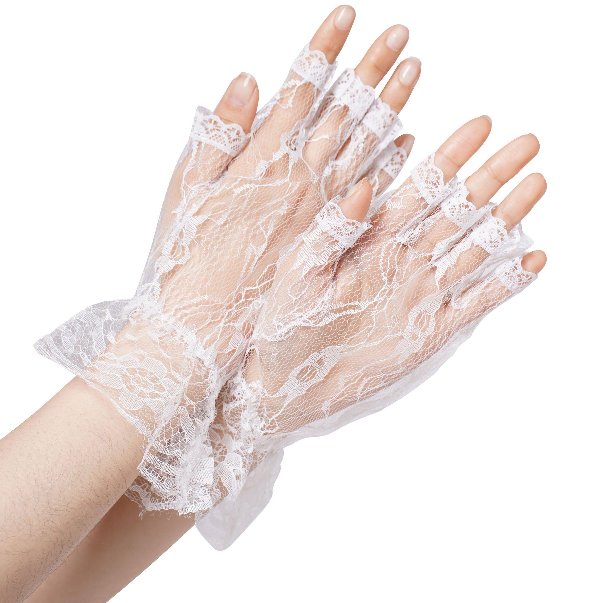 White fingerless deals long gloves