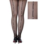 Adult Black Fishnet Stockings with Crystal Back Seam