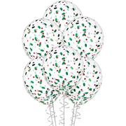 6ct, 12in, Holly Berry Christmas Latex & Foil Confetti Balloons