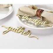 Metallic Gold Thanksgiving Words Table Decorations, 9in, 8pc