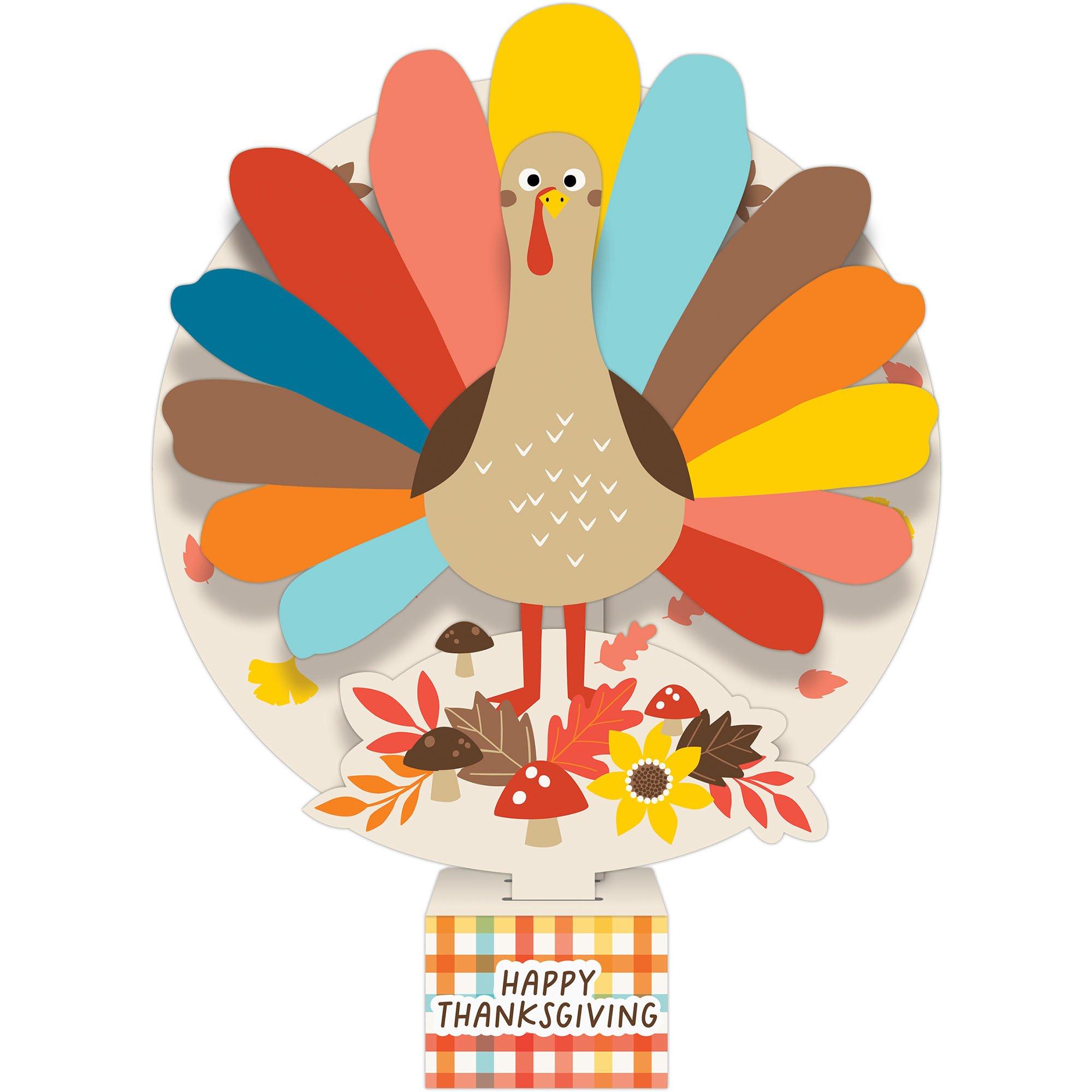 PopUp Happy Thanksgiving Turkey Cardstock Table Centerpiece, 8.3in x