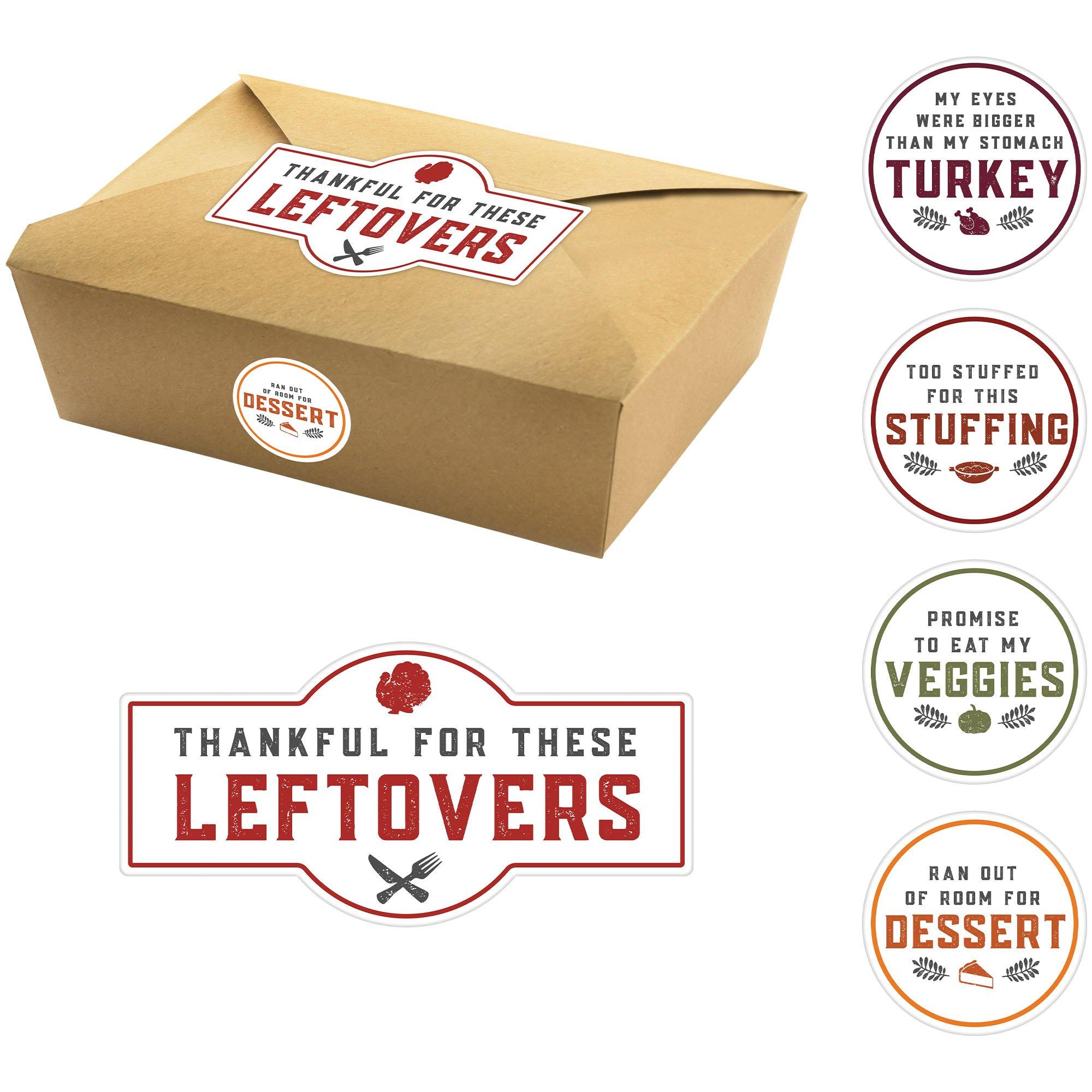 Thanksgiving Leftovers Kraft Paper Takeout Containers, 7.8in x 5.3in, 5ct