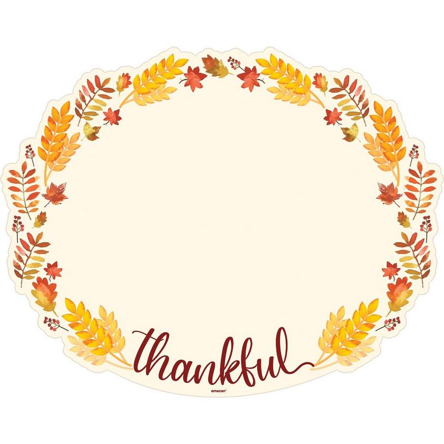 Thankful Thanksgiving Paper Placemats, 16in x 12.6in, 24ct