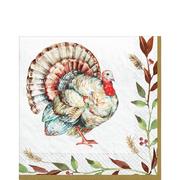 Painted Turkey Thanksgiving Paper Lunch Napkins, 6.5in, 36ct