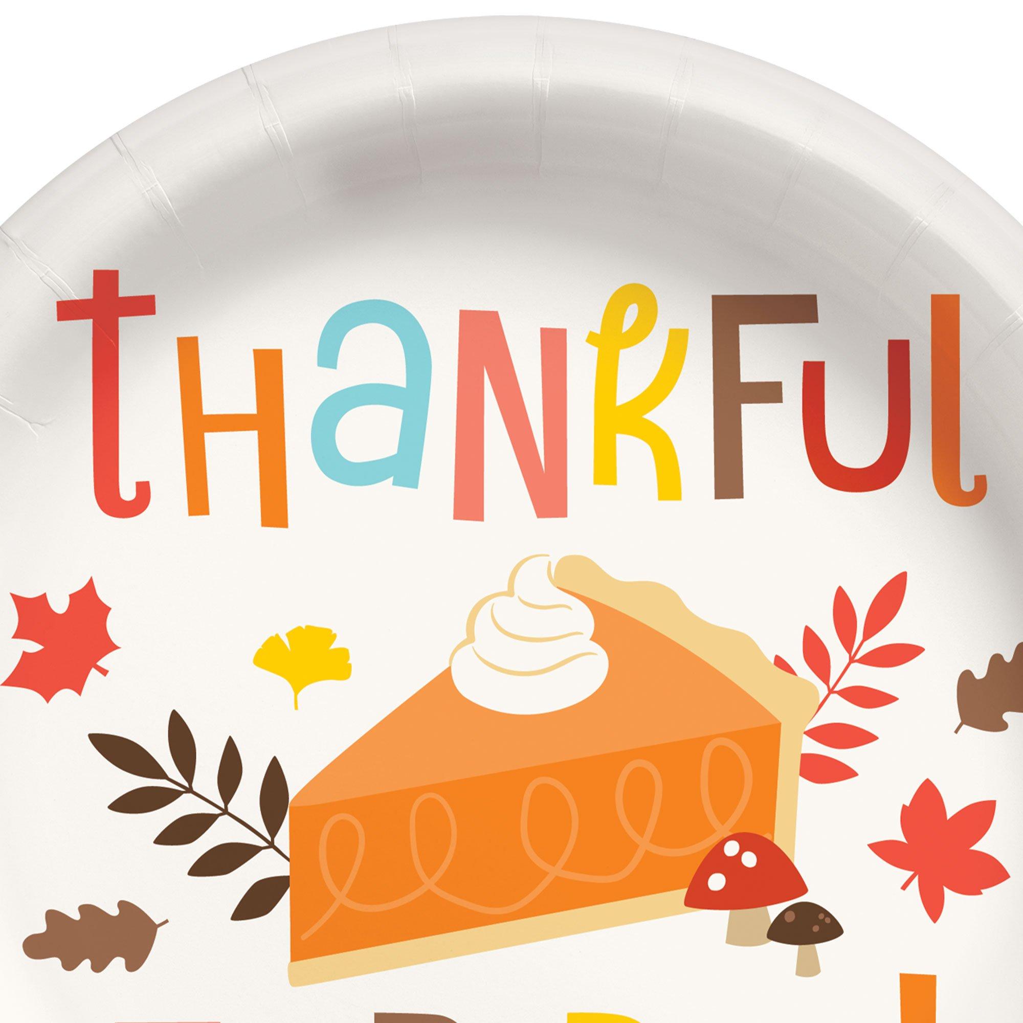 Thankful For Pie Thanksgiving Paper Dessert Plates, 6.75in, 20ct