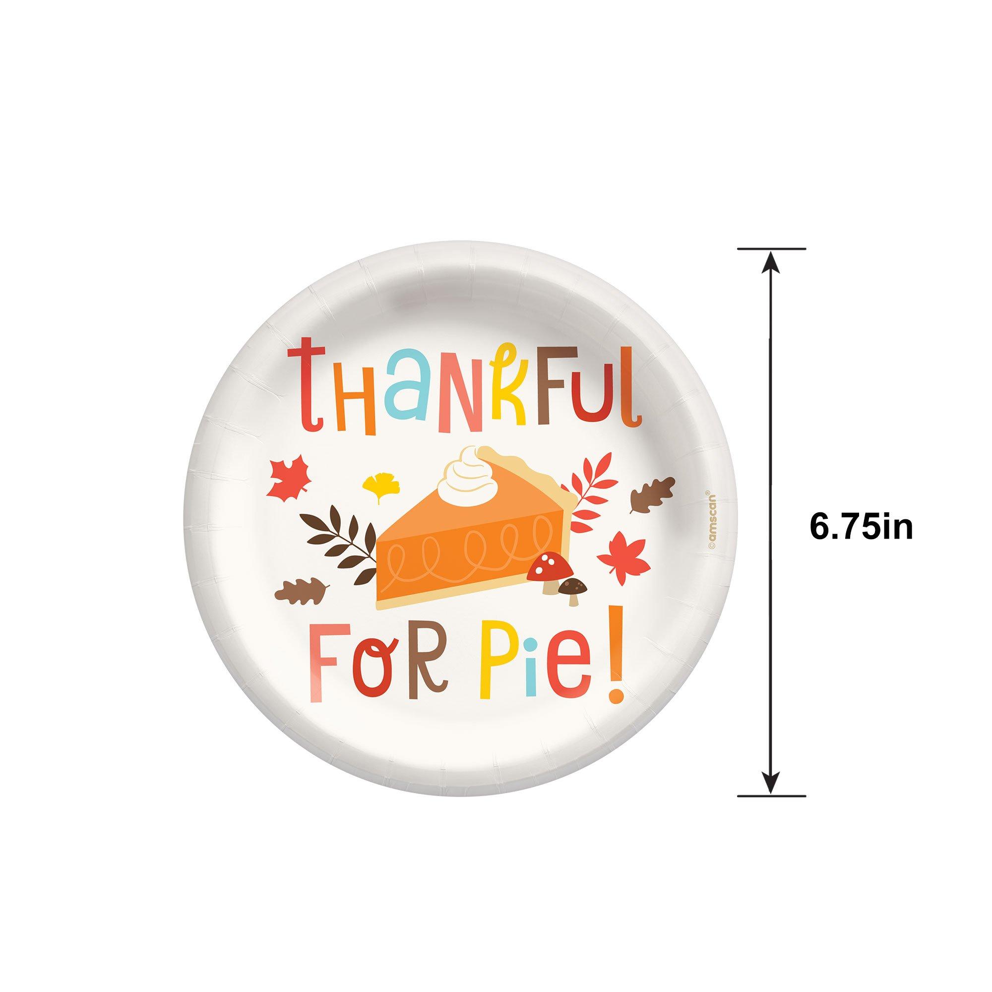 Thankful For Pie Thanksgiving Paper Dessert Plates, 6.75in, 20ct