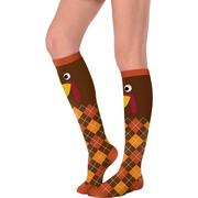 Adult Knee-High Argyle Turkey Socks