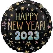 Prismatic Happy New Year 2023 Foil Balloon, 18in - New Year Celebration