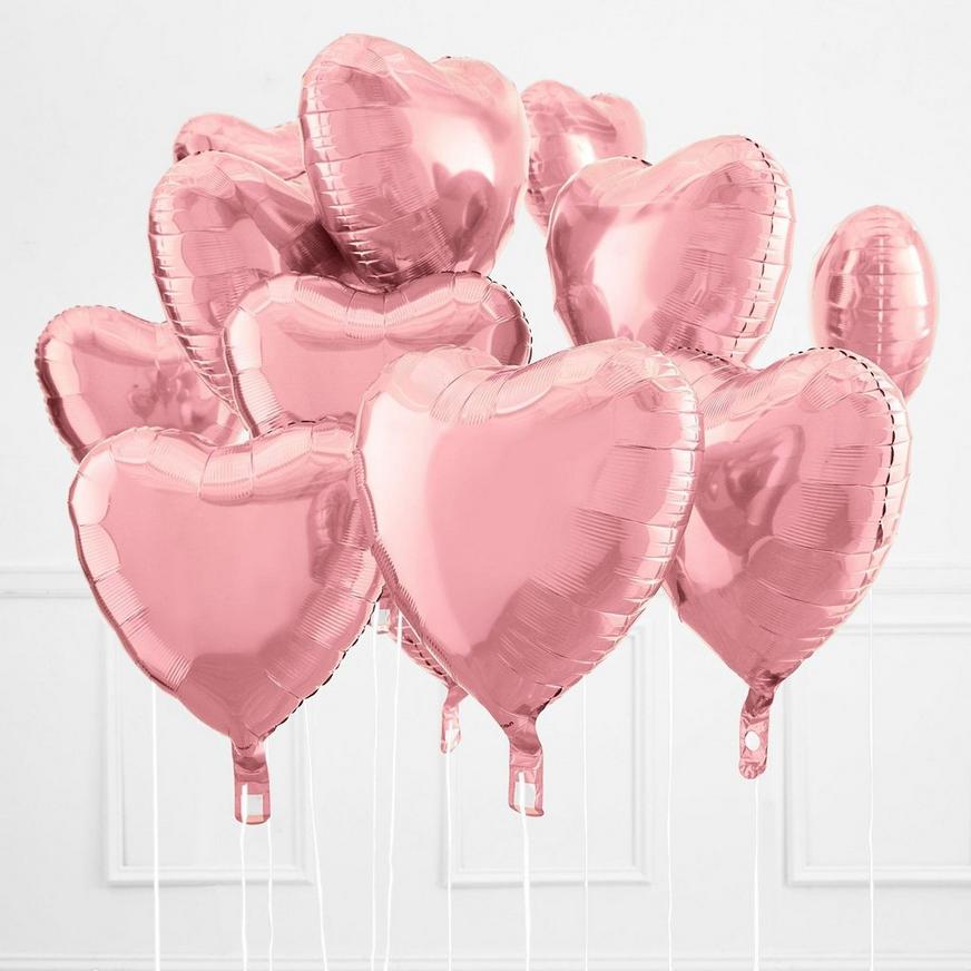 AirLoonz Stacked Hearts & Pink Heart Balloon Bouquet Kit, 13pc