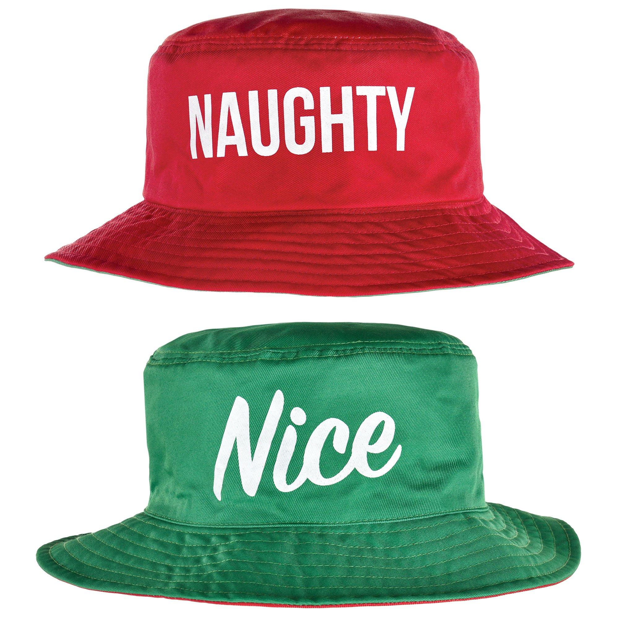 Reversible Naughty/Nice Christmas Bucket Hat Party City