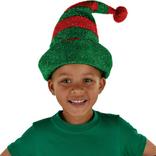 Glitter Green & Red Adjustable Striped Elf Hat for Kids & Adults