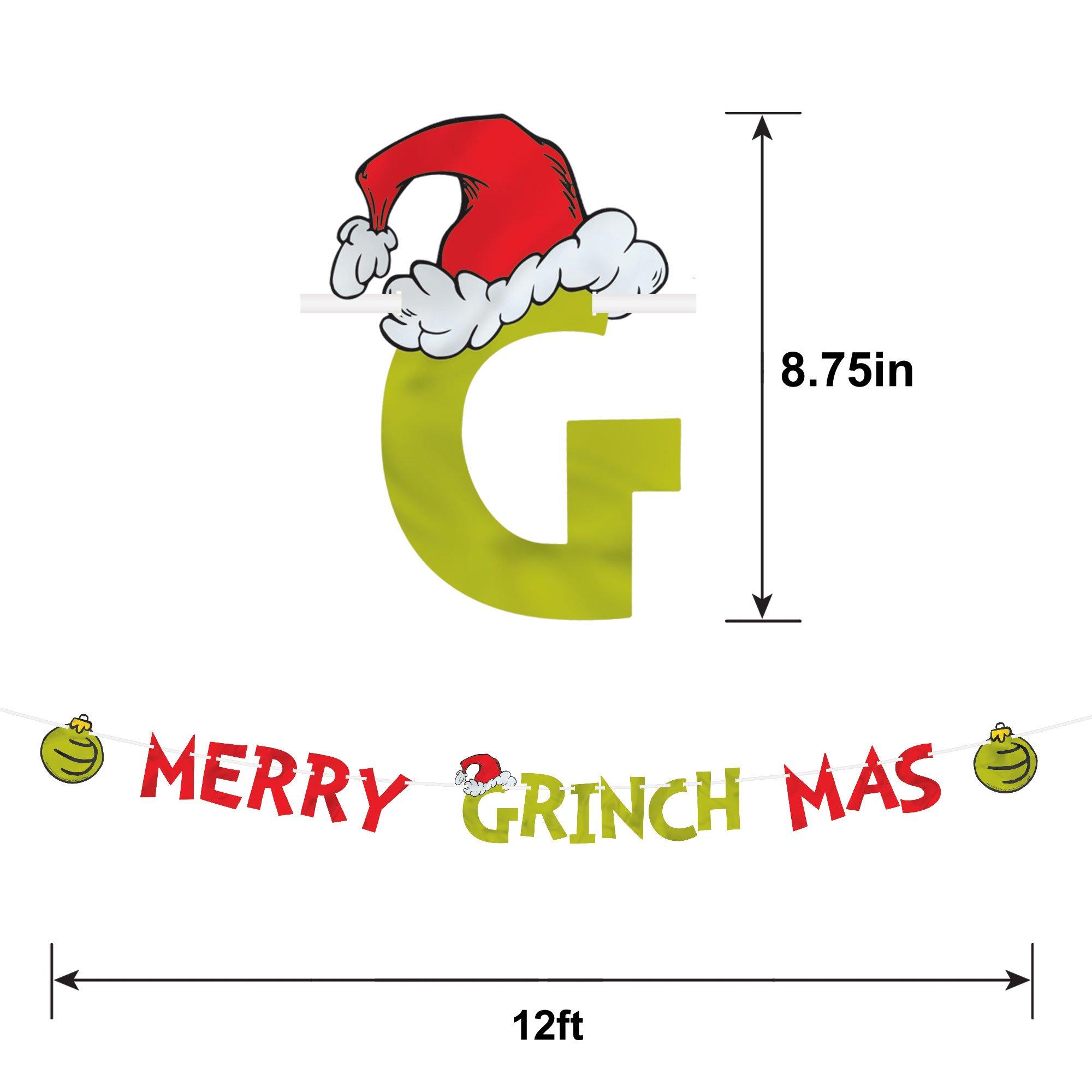 Metallic Merry Grinchmas Cardstock Letter Banner, 12ft