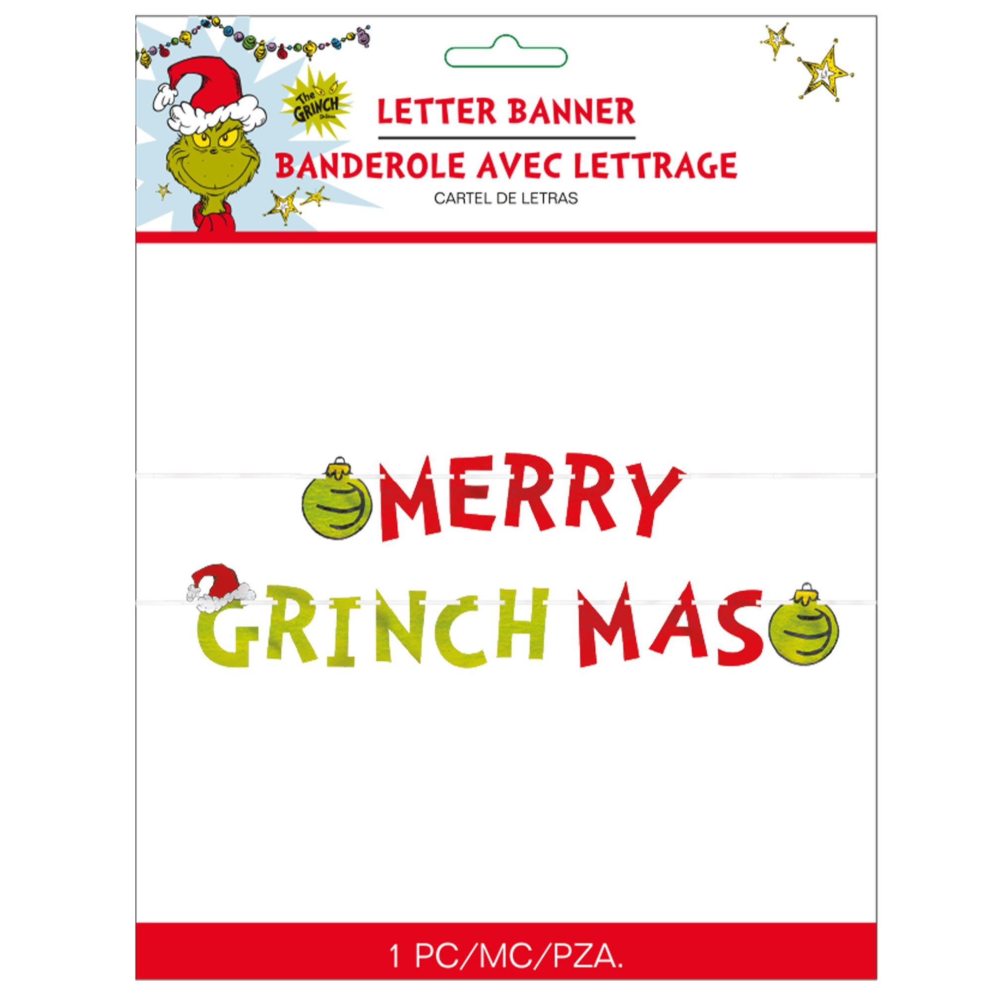 Metallic Merry Grinchmas Cardstock Letter Banner, 12ft