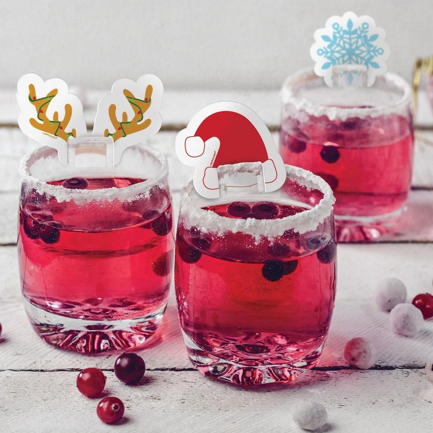 Amscan Christmas Drink Toppers, 24pc | Holiday & Occasion Party