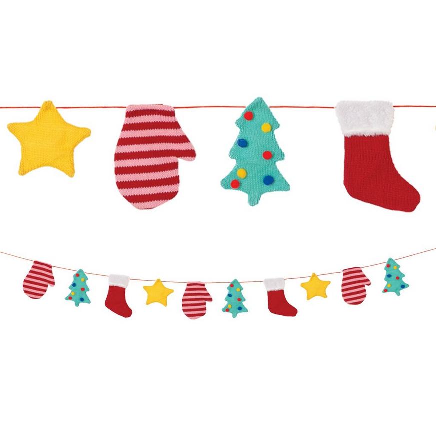 Christmas Trees & Stockings Fabric Garland, 6ft