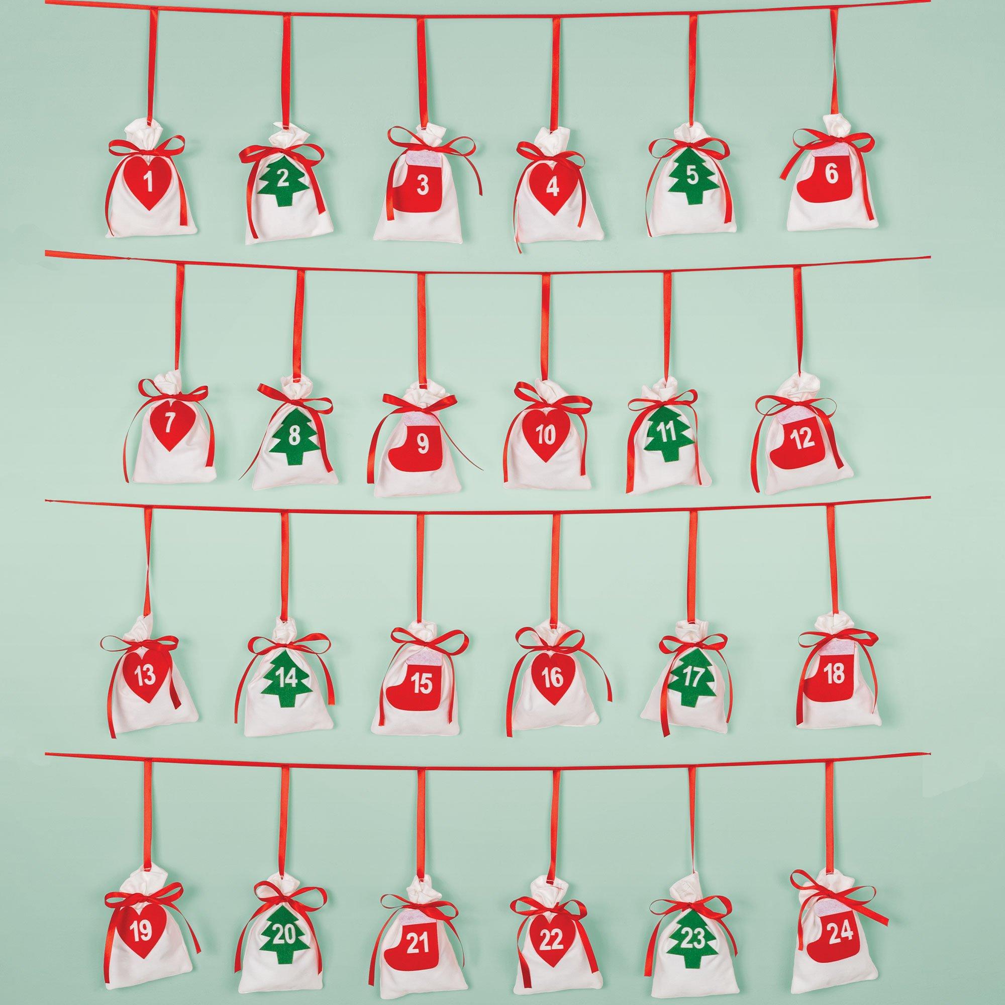 Fabric Pouch Advent Calendar Christmas Decoration | Party City