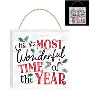 Light-Up Most Wonderful Time Christmas MDF Sign, 11.7in x 11.7in