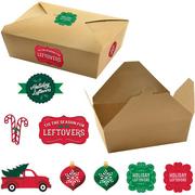 Christmas Leftovers Kraft To-Go Containers, 7.8in x 5.3in, 5ct
