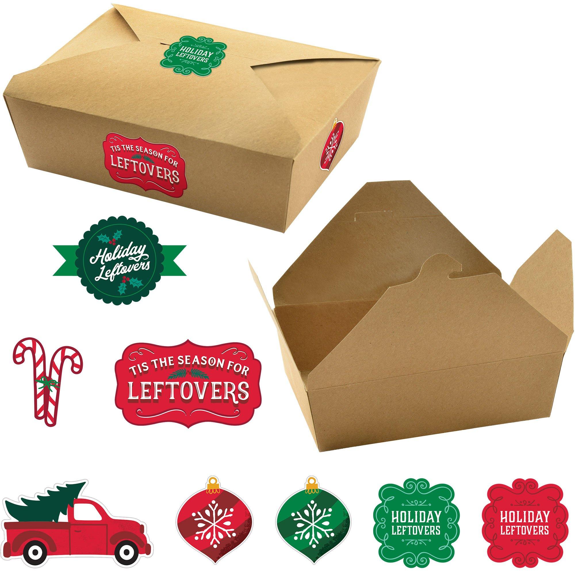 Christmas Leftovers Kraft ToGo Containers, 7.8in x 5.3in, 5ct Party City