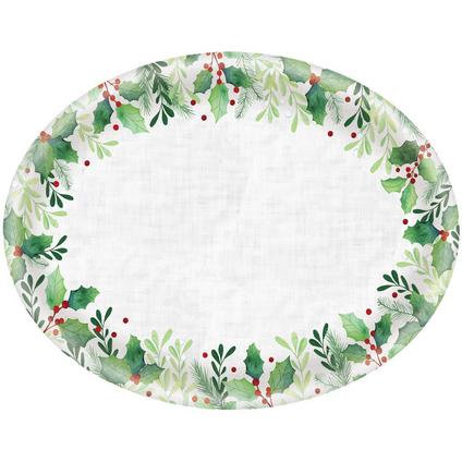 Christmas Holly Oval Textured Melamine Platter, 15.3in x 21.6in