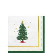 Joyful Christmas Tree Paper Beverage Napkins, 5in x 5in, 16ct