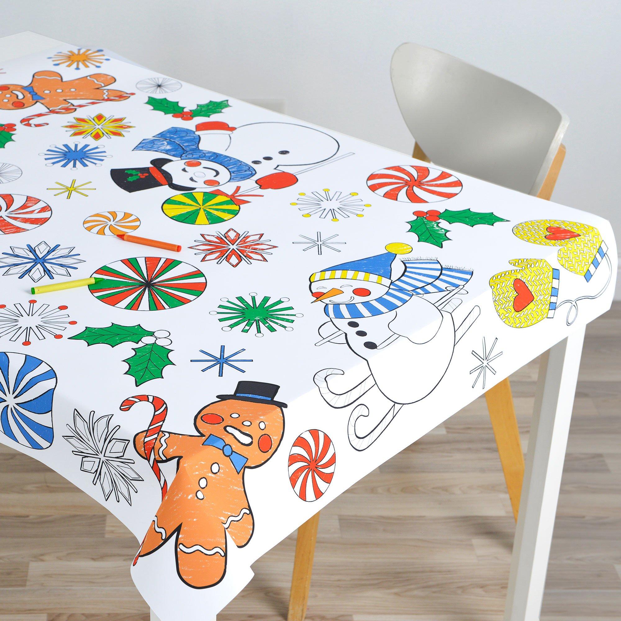 Peppermint Twist Christmas Coloring Paper Table Cover, 54in x 84in