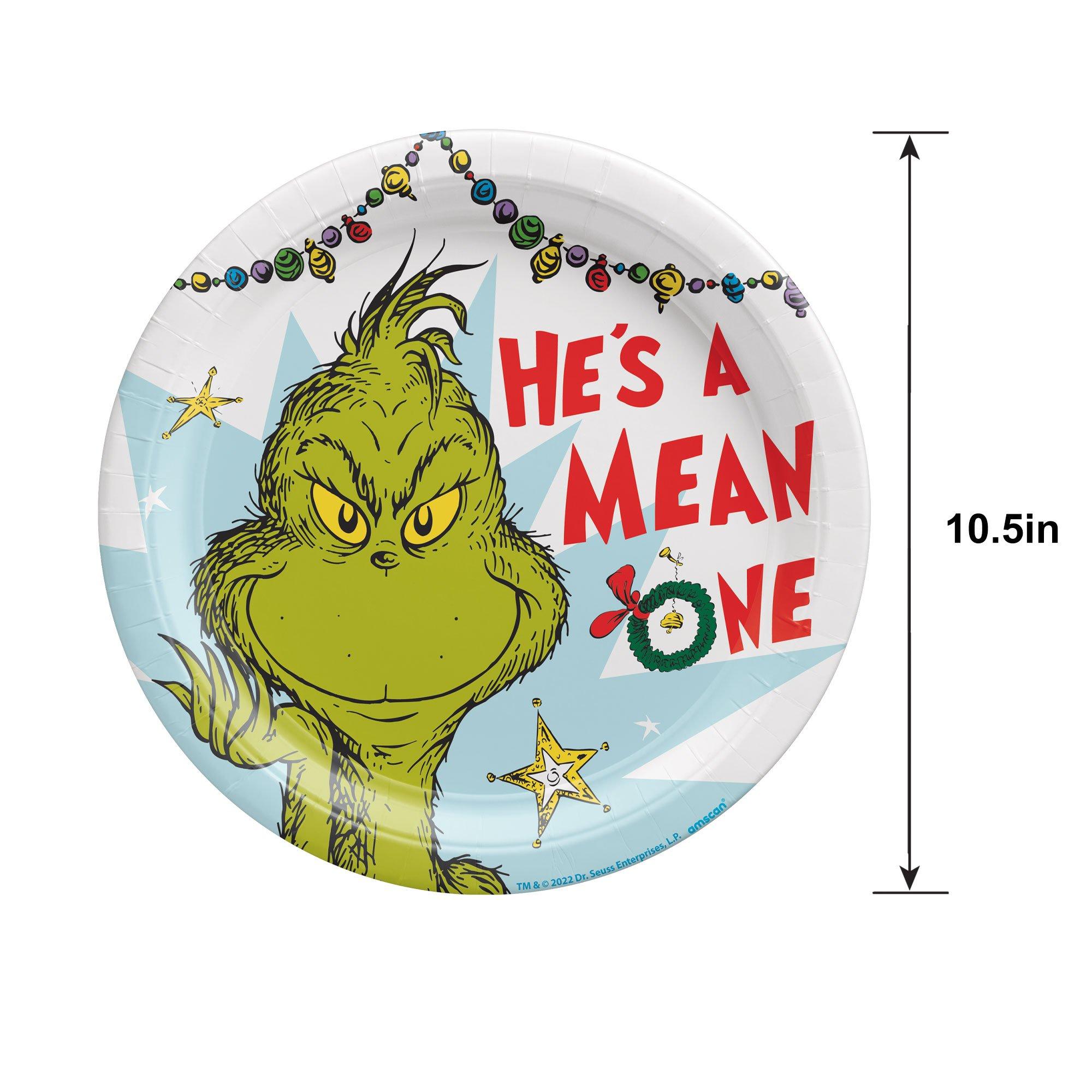 He's a Mean One Grinch Christmas Paper Dinner Plates, 10.5in, 8ct