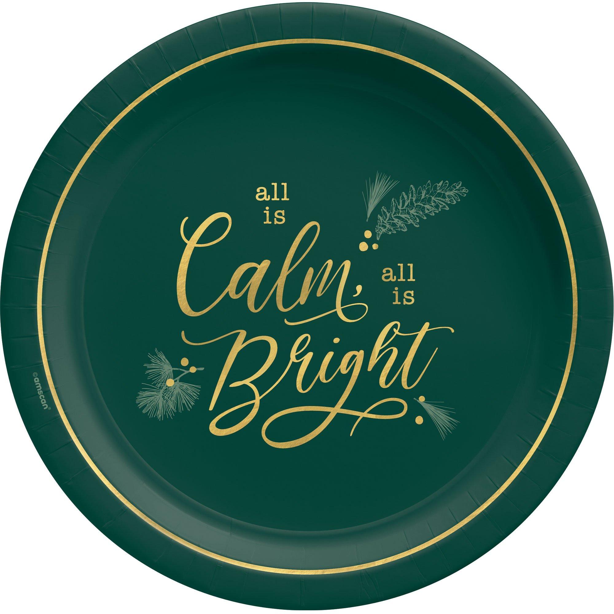 Calm & Bright Christmas Paper Dessert Plates, 7in, 8ct