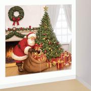 Santa Comes on Christmas Plastic Scene Setter, 2pc, 65in x 65in