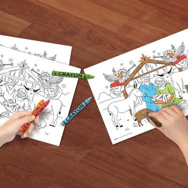Christmas Nativity Coloring Paper Placemats, 16in x 11in, 24ct