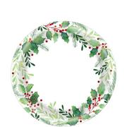 Traditional Holly Christmas Paper Lunch Plates, 8.5in, 50ct