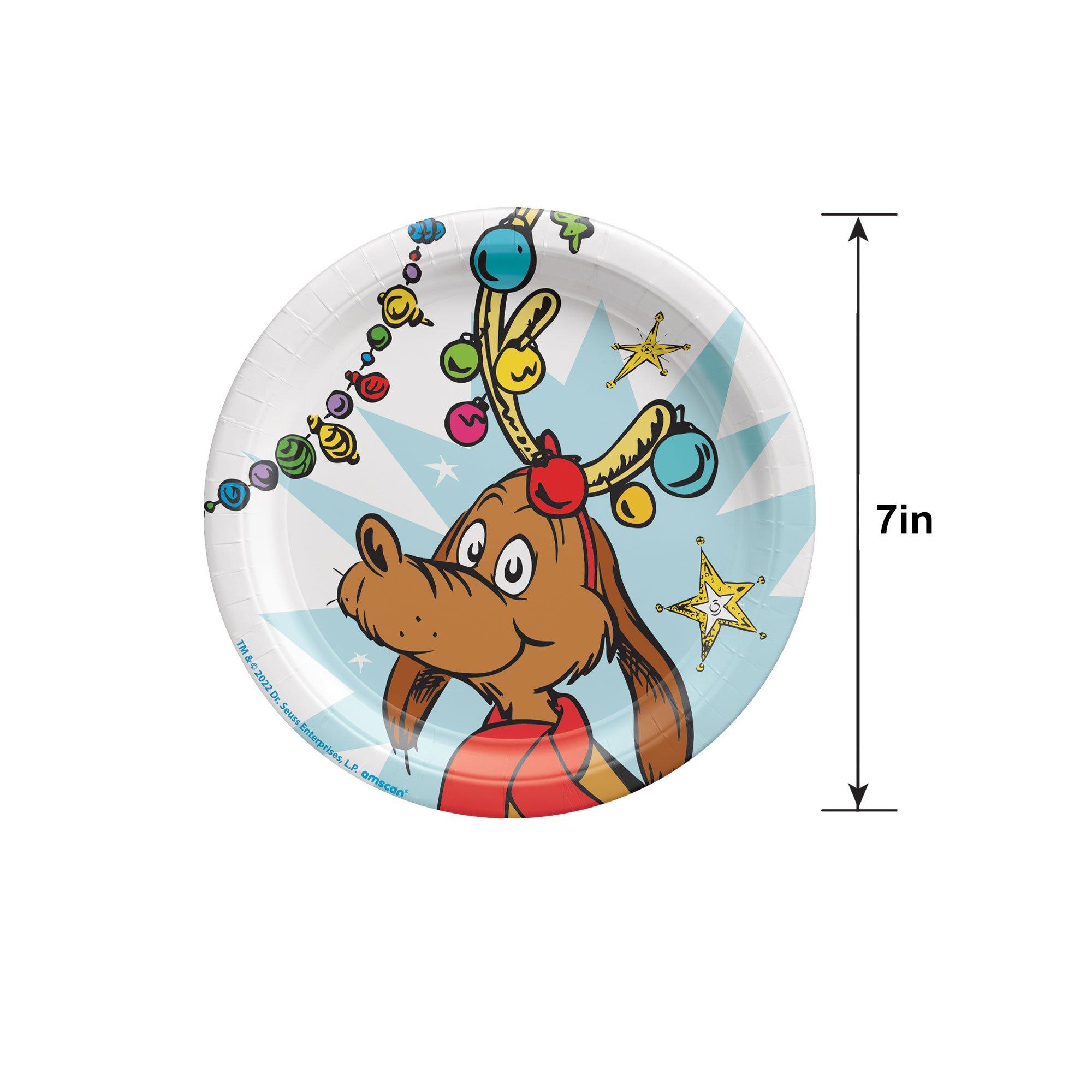 Grinch's Max Christmas Paper Dessert Plates, 7in, 8ct