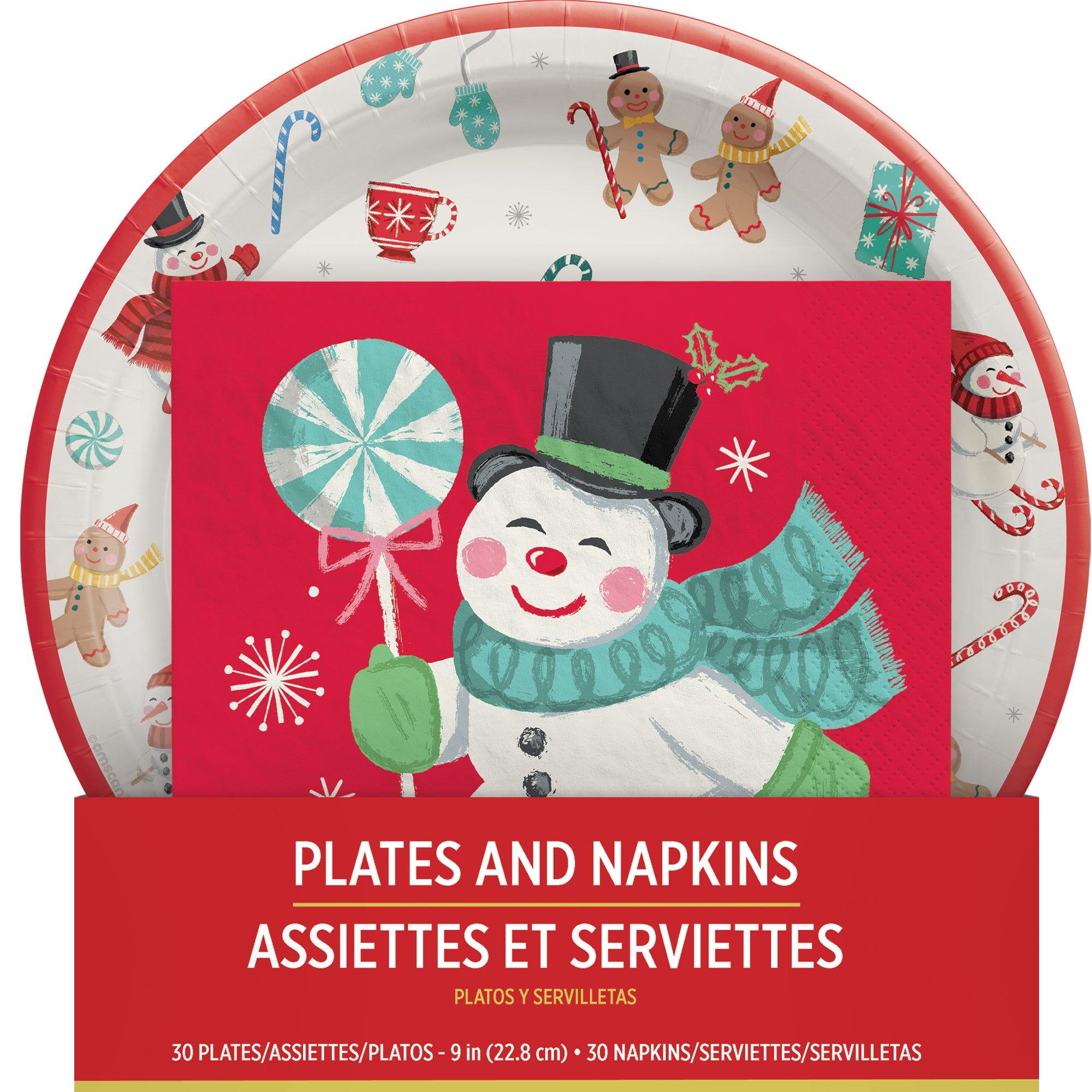 Peppermint Twist Christmas Paper Lunch Plates (9in, 30ct) & Napkins (6.5in, 30ct)