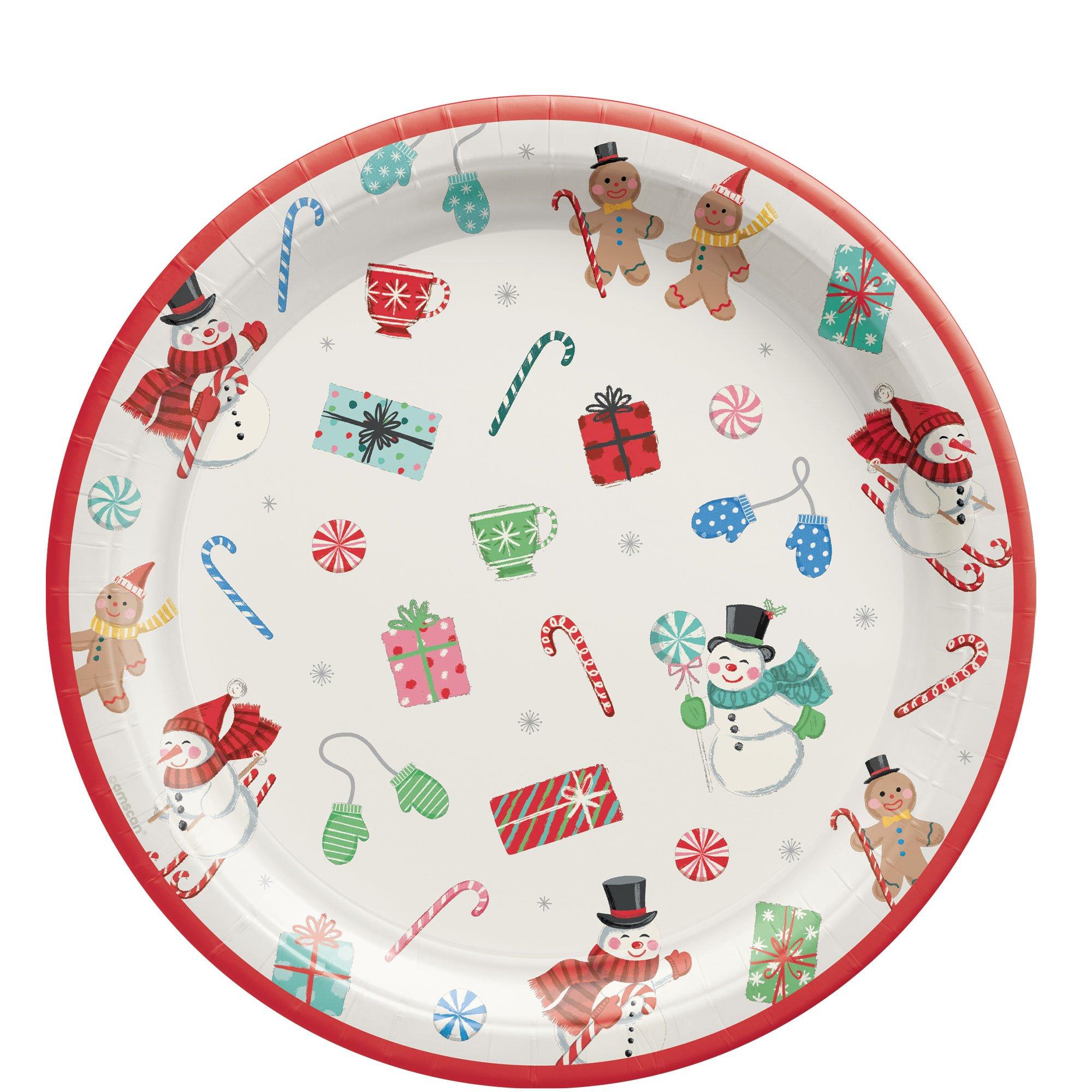 Peppermint Twist Christmas Paper Lunch Plates (9in, 30ct) & Napkins (6