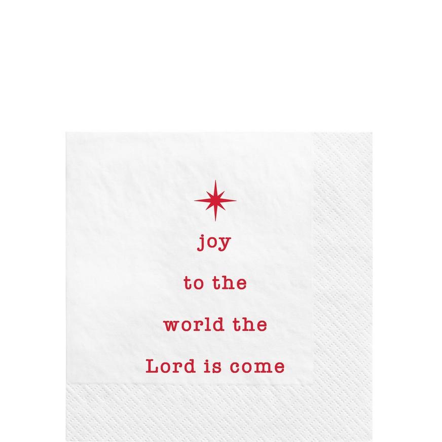 Joy to the World Christmas Paper Beverage Napkins, 5in, 16ct