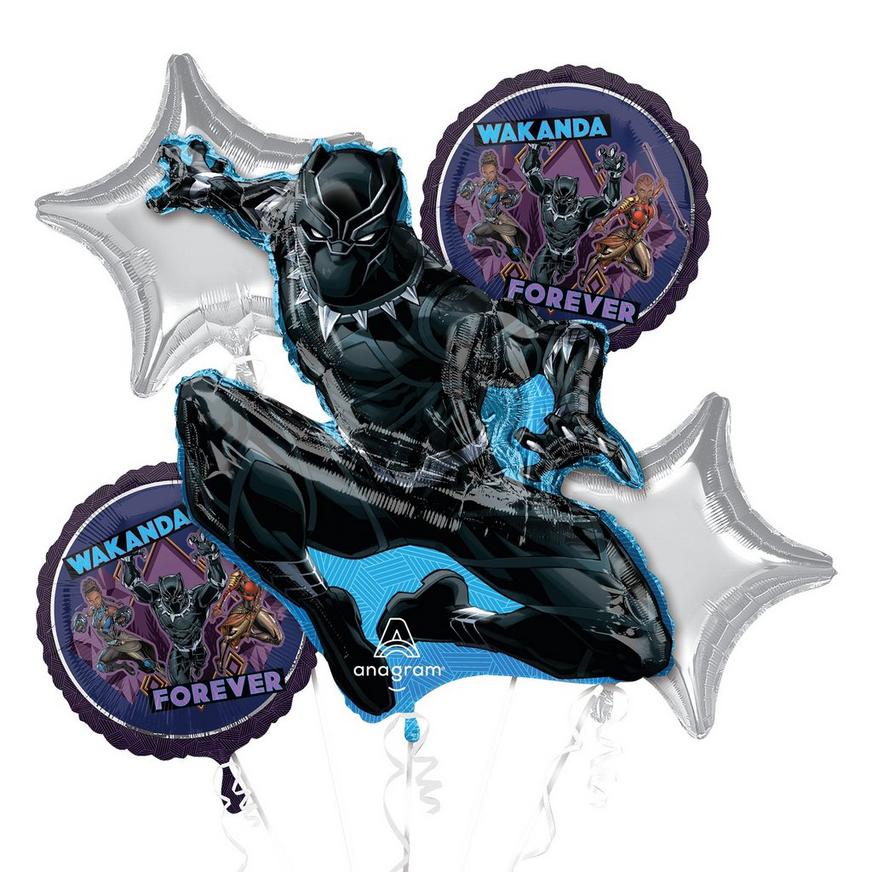 Black Panther Foil Balloon Bouquet, 5pc