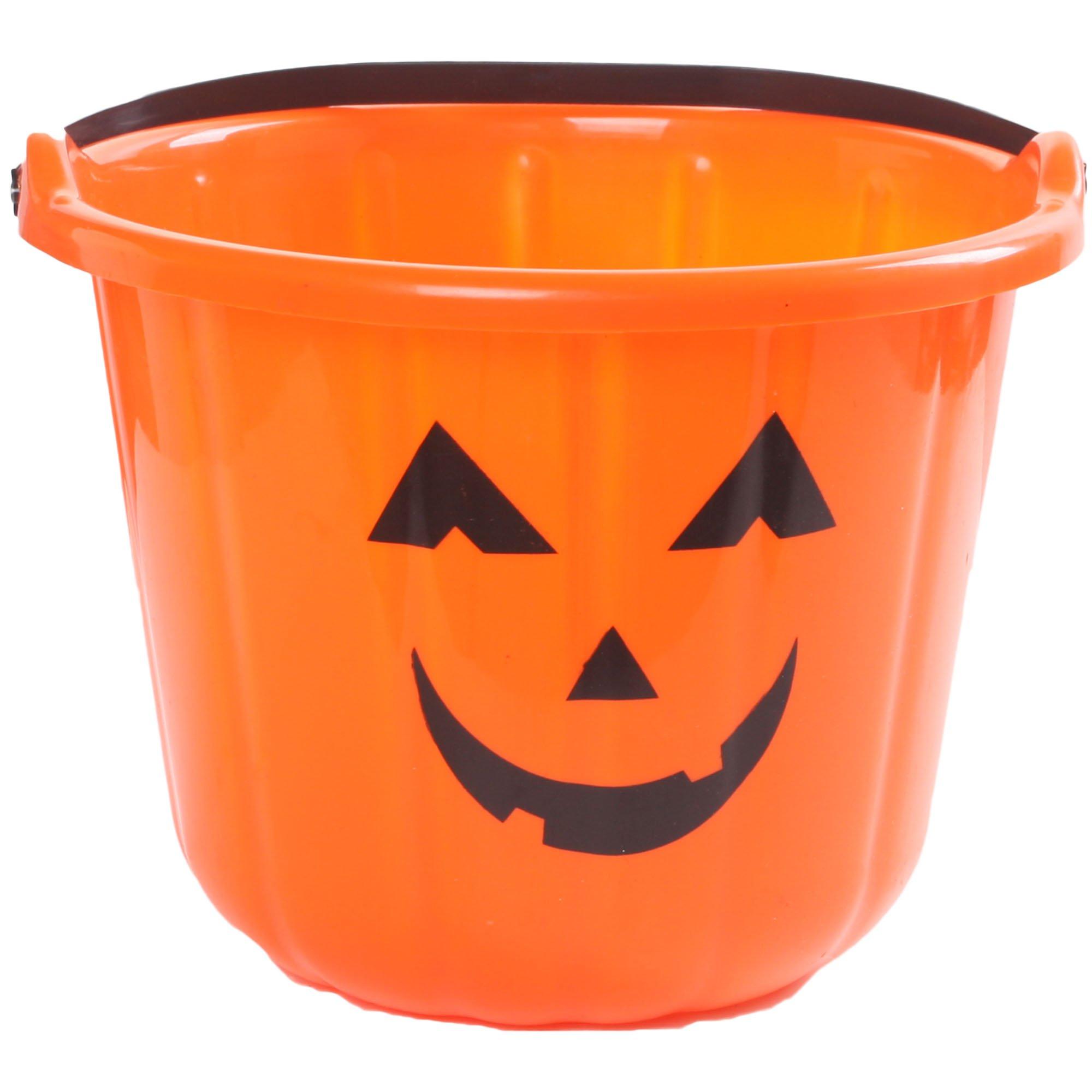 Orange Jacko'Lantern Plastic Treat Bucket, 8in x 7in Party City