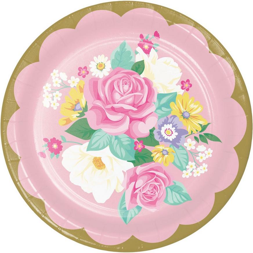 Floral Tea Party Paper Lunch Plates, 9in, 8ct