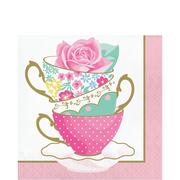 Tea Cup Paper Lunch Napkins, 6.5in, 16ct - Floral Tea Party