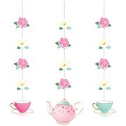 Floral Tea Party Cardstock String Decorations, 36in, 3ct