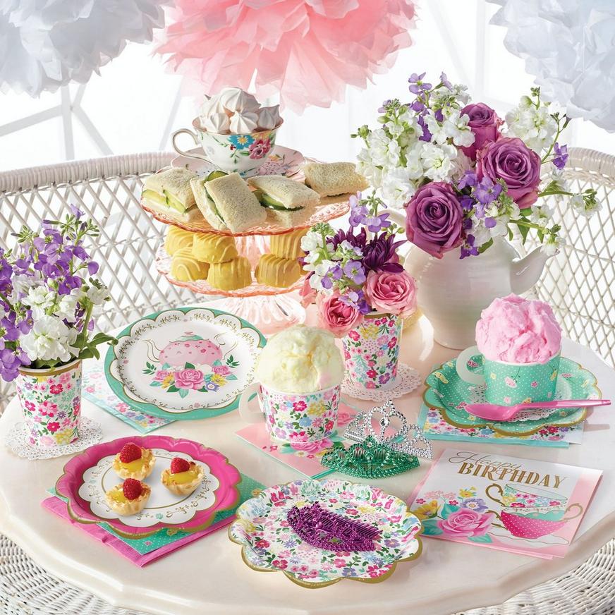 Floral Tea Party Paper Cups, 9oz, 8ct