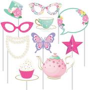 Floral Tea Party Cardstock & Plastic Photo Booth Props, 10pc
