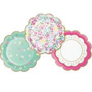 Floral Tea Party Scalloped Dessert Plates, 7in, 8ct