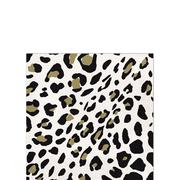 Black & Metallic Gold Leopard Print Paper Beverage Napkins, 5in, 16ct