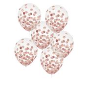 6ct, 11in, Rose Gold Confetti Balloons